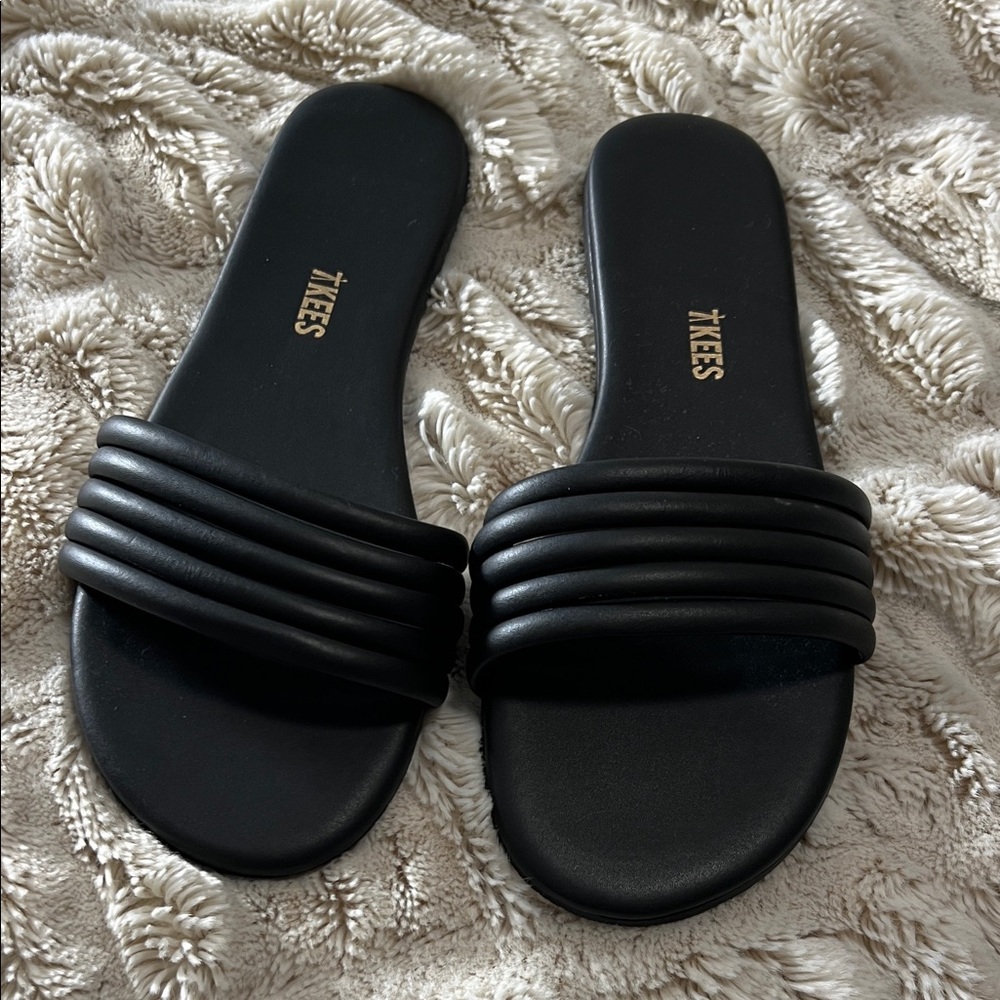 TKEES Black Slide Sandals
